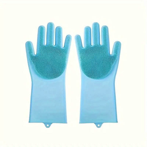 2-Pieces: 2-in-1 Pet Dog Bath Gloves with Silicone Brush